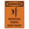 Signmission OSHA WARNING Sign, Rotating Parts Keep Away, 10in X 7in Rigid Plastic, 7" W, 10" L, Portrait OS-WS-P-710-V-13514 - alternate 1